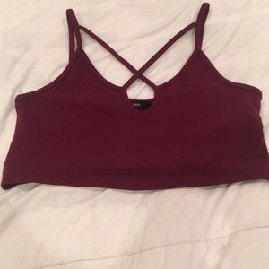 Burgundy Crisscross crop top/bra Never worn Size M